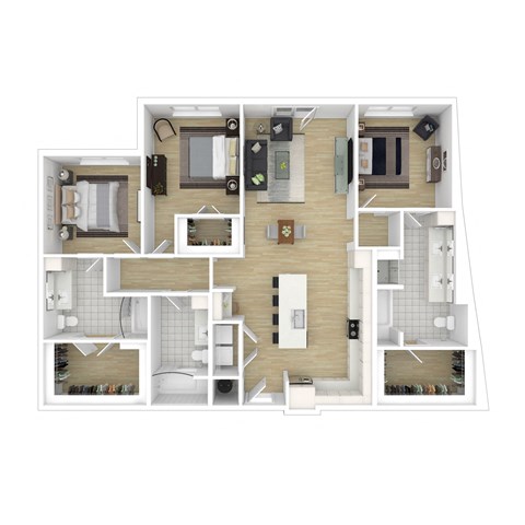 a 3d floor plan of a bedroom apartment
